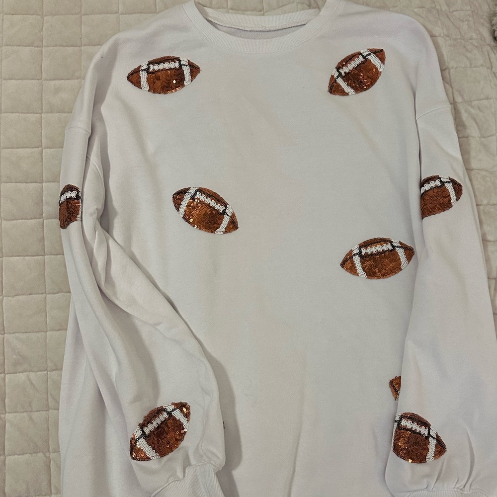 White Sweatshirt with Football Design